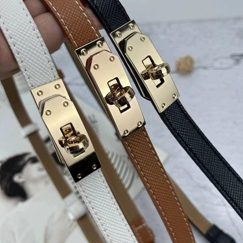 New Fashion Retro Genuine Leather Adjustable Gold Buckle Belt Women Thin Cowskin Belts Female Jeans Dress Waistband