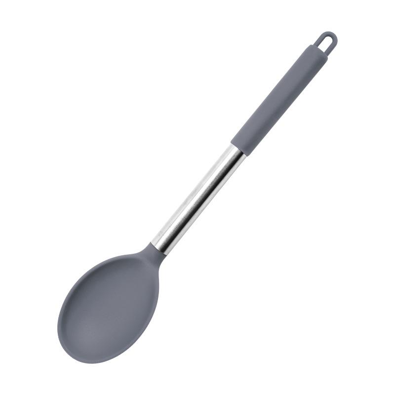 1/2 Pcs Silicone Cooking Spoons Kit with Stainless Steel Handle Salad Mixing Spoon Set Nonstick Cooking Tools Kitchen Utensils