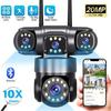10K 20МП WIFI IP-камера Уличная 4 объектива 4 экрана 16-кратный зум CCTV Беспроводные камеры видеонаблюдения 6K 12МП Защита безопасности
