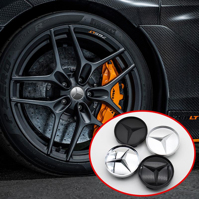 2026 New 4Pcs 60mm Car Wheel Center Cover Badge Accessories For Mercedes Benz C43 C63 C55 C Class AMG C180 C200 C220 C30 replace Hub Cap DL1 QQ43