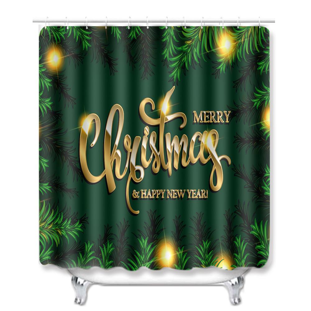 Christmas Household Bathroom Shower Curtain Four-Piece Bathroom Non-Slip Door Mat Bedroom Living Room Floor Mat Carpet