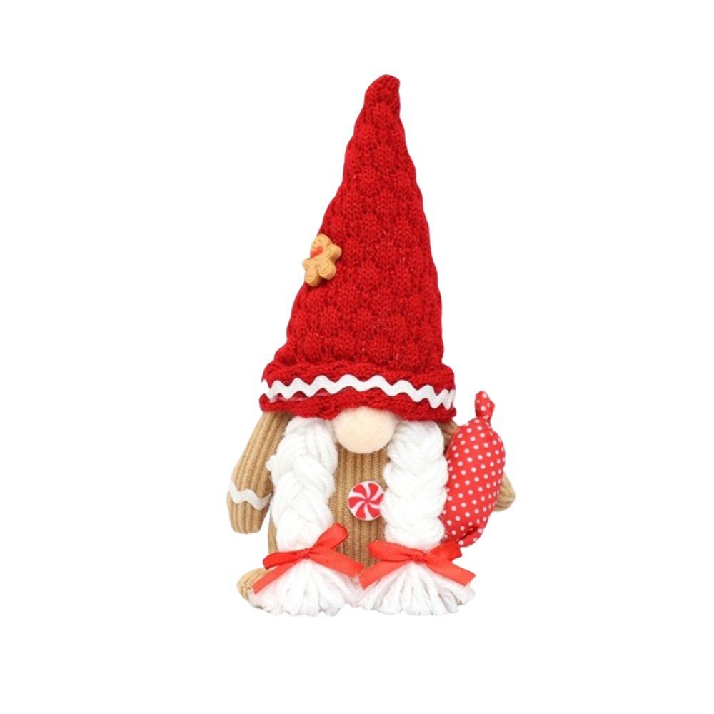 New Christmas Gnome Figurine Handmade Knitted Plush Gnome Doll Soft Farmhouse Style Stuffed Dolls Toy Home Decor