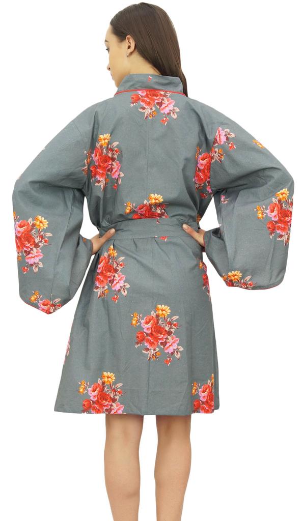 Bimba Женский цветочный принт, черное длинное кимоно для подружек невесты с поясом -