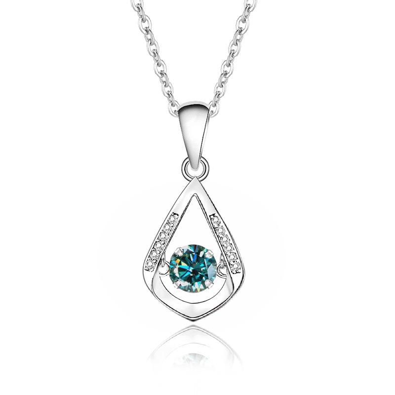 Fine S925 Sterling Silver Rose Gold Plated Water Drop Shape Women's Necklaces Round Cut 0.5CT VVS GRA Dancing Moissanite Pendant