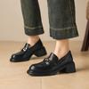 [Top layer sheepskin] Spring 2026 round toe thick soled loafers for women, fashionable and versatile, showing off thin and small leather shoes