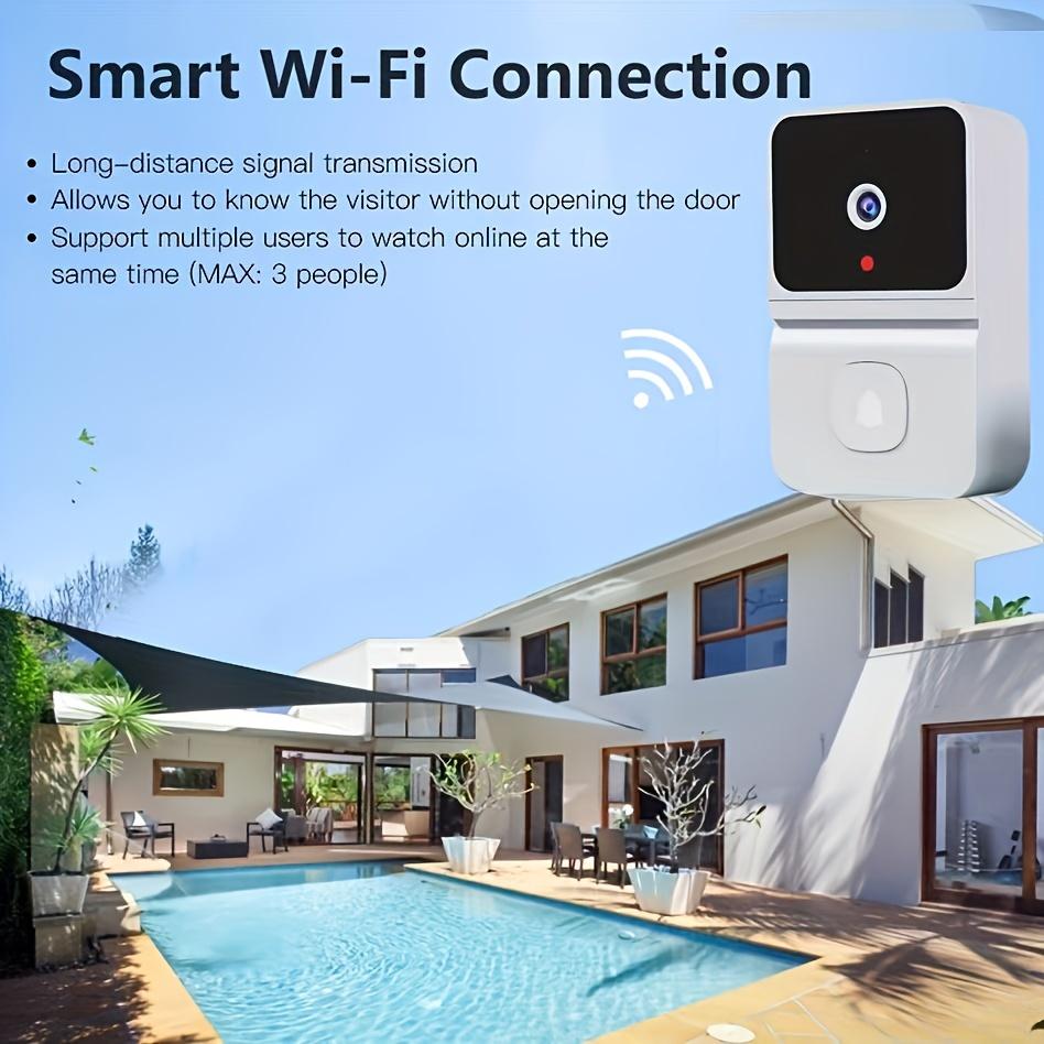Умный дверной звонок WiFi, встроенный аккумулятор - беспроводная камера безопасности, простой мониторинг дома, безопасность дома, стильный черный дизайн, передовые аудиотехнологии