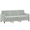 Vidaxl Sofa 3-Osobowa, Jasnoszara, 180 Cm, Tapicerowana Aksamitem