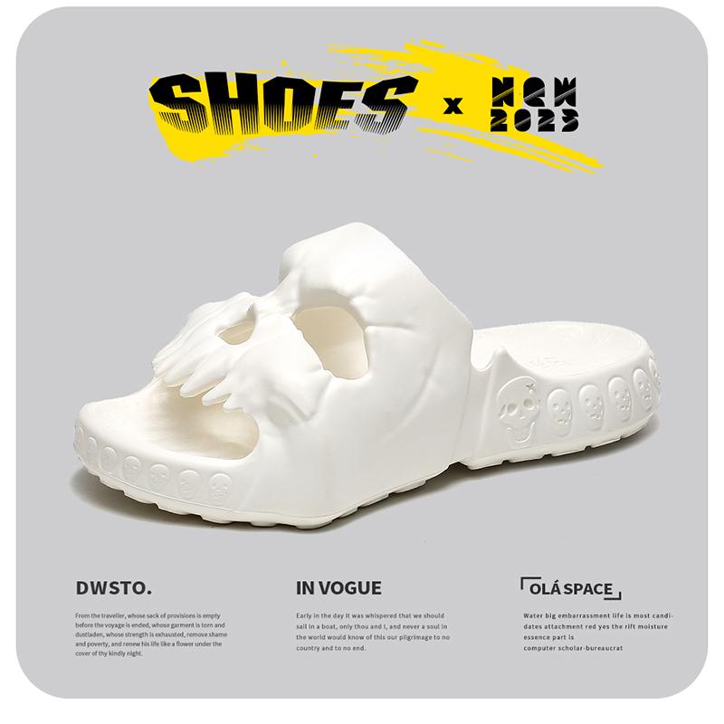 Мужские шлепанцы с дизайном черепа, летние шлепанцы, мужская модель, обувь большого размера, мужские легкие домашние тапочки, пляжная обувь, сандалии