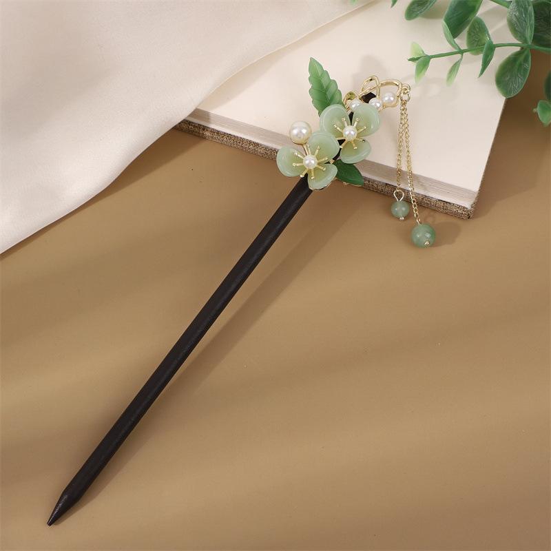 Заколка для волос с кисточкой в стиле эбони: Винтажное деревянное украшение для волос для женщин, идеально подходящее для простых причесок и украшений для старинных костюмов