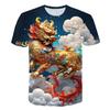 Летняя мужская футболка, свободный крутой повседневный пуловер с короткими рукавами и драконом, модная детская футболка с 3d принтом, уличная одежда, топ большого размера