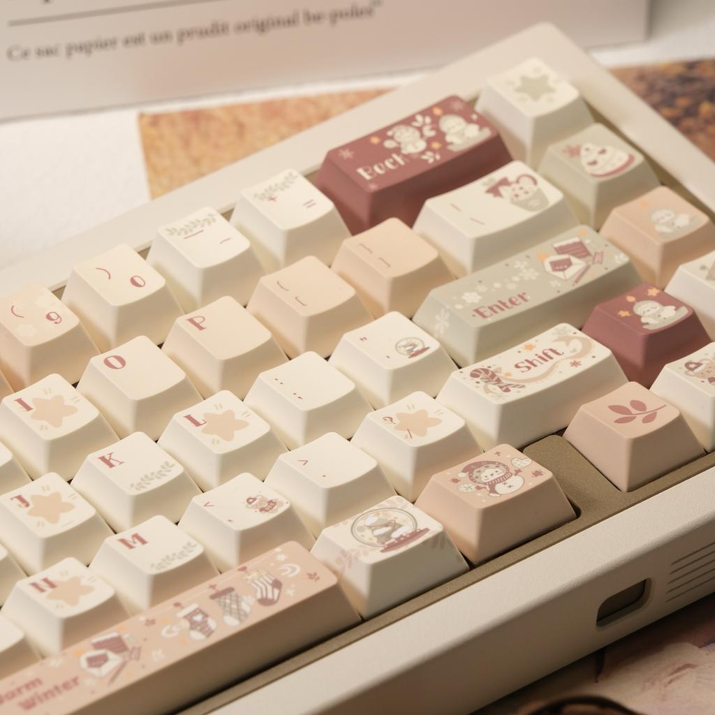 Карамельные Теплые Зимние Колпачки Клавиш Индивидуальные DIY Клавиатура Aula Cherry Милые Простые Продвинутые Колпачки Клавиш Личность PBT Ретро Колпачки Клавиш