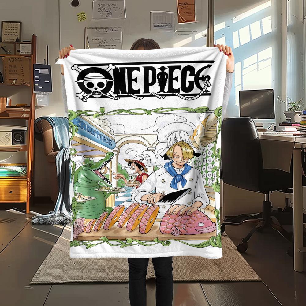 Фланелевое одеяло с принтом персонажей One Piece, Высококачественное, Удобное для всех сезонов, Декор для дома, Тепло и уют, Идеально для рождественских подарков
