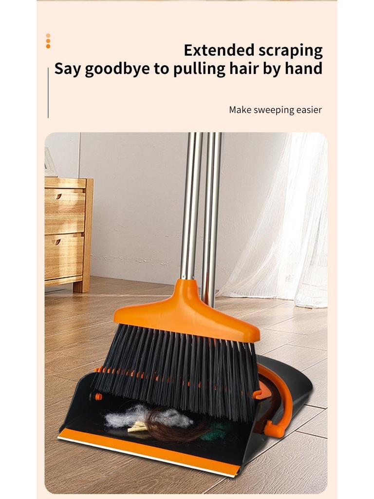 Семейный набор: вертикальная метла и совок с очень длинной ручкой для использования в помещении/на улице