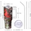 1ps Northern Cardinal Handle Cup Set with Straw | Maximum Capacity 40 Oz, Inner Layer 304 Stainless Steel, Outer Layer 201 Stainless Steel, Seamless