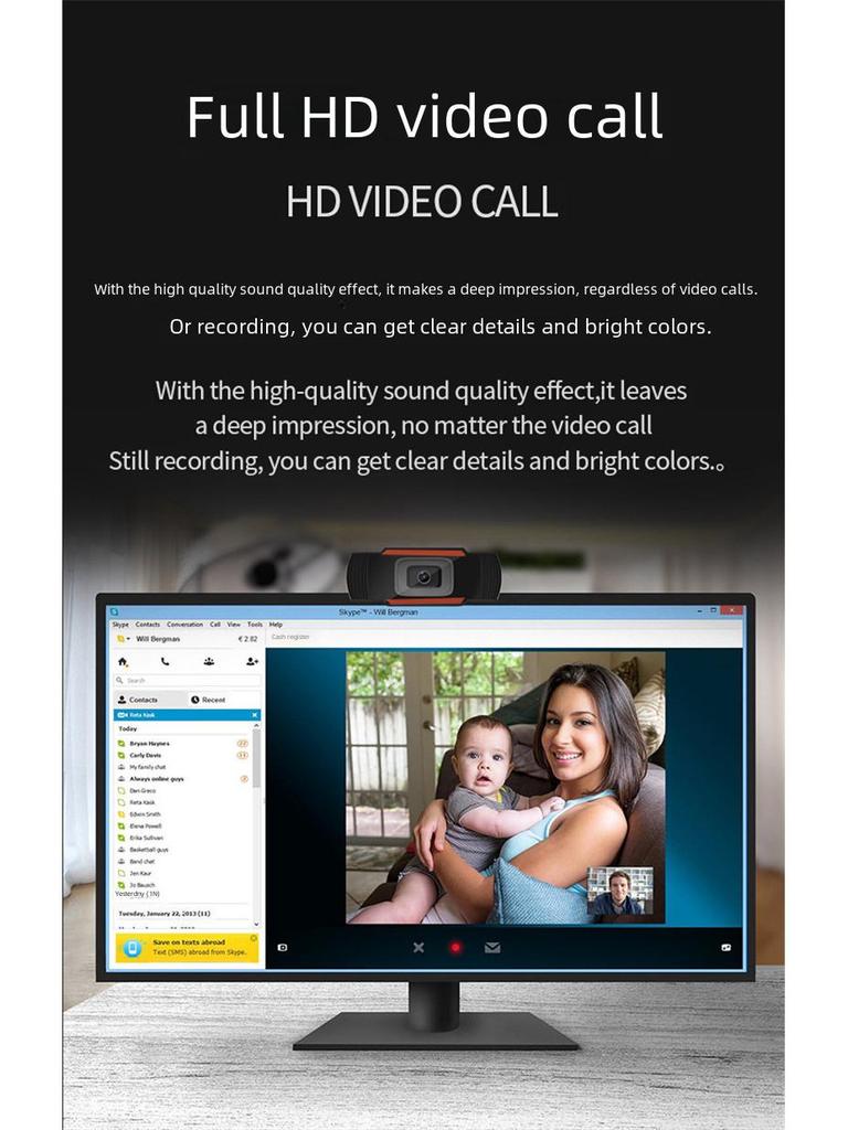 1080P HD USB Компьютерная веб-камера со встроенным микрофоном, 720P Сетевая камера для конференций, Подключи и работай