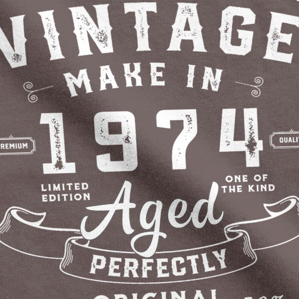Made In 1974 Birthday Gift Men's T Shirts 50 Years Old Funny Tees Short Sleeve Crewneck T-Shirt Cotton Birthday Gift Tops