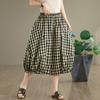 Винтажные клетчатые брюки больших размеров с высокой талией, повседневные, свободные, летние, с широкими штанинами, крест-накрест, женские