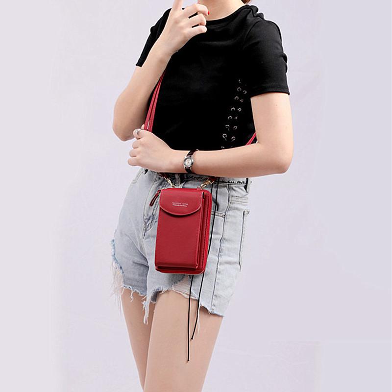 Women Crossbody Phone Bag Small Shoulder Purse Clutch Leather Zipper Handbag Card Holder