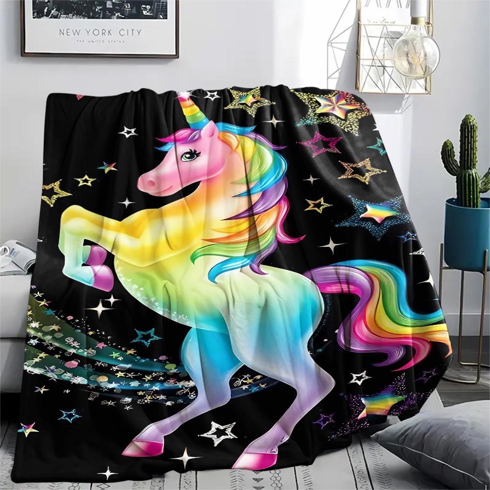 1Pc Uni-horse Print Flannel Blanket, High quality Comfortable for All Seasons, Home Decor, Warmth and Comfort, Perfect for Christmas Gifts