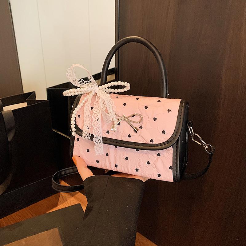 Polka Dot Bow Bag Women's 2025 New Fashion Personalized Underarm Small Square Bag Foreign Commuter Shoulder Oblique Span Bag