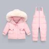 1–6Y Autumn Winter Toddler Snowsuit Set for Boys and Girls Warm Winter Jacket and Bib Pants with White Duck Down