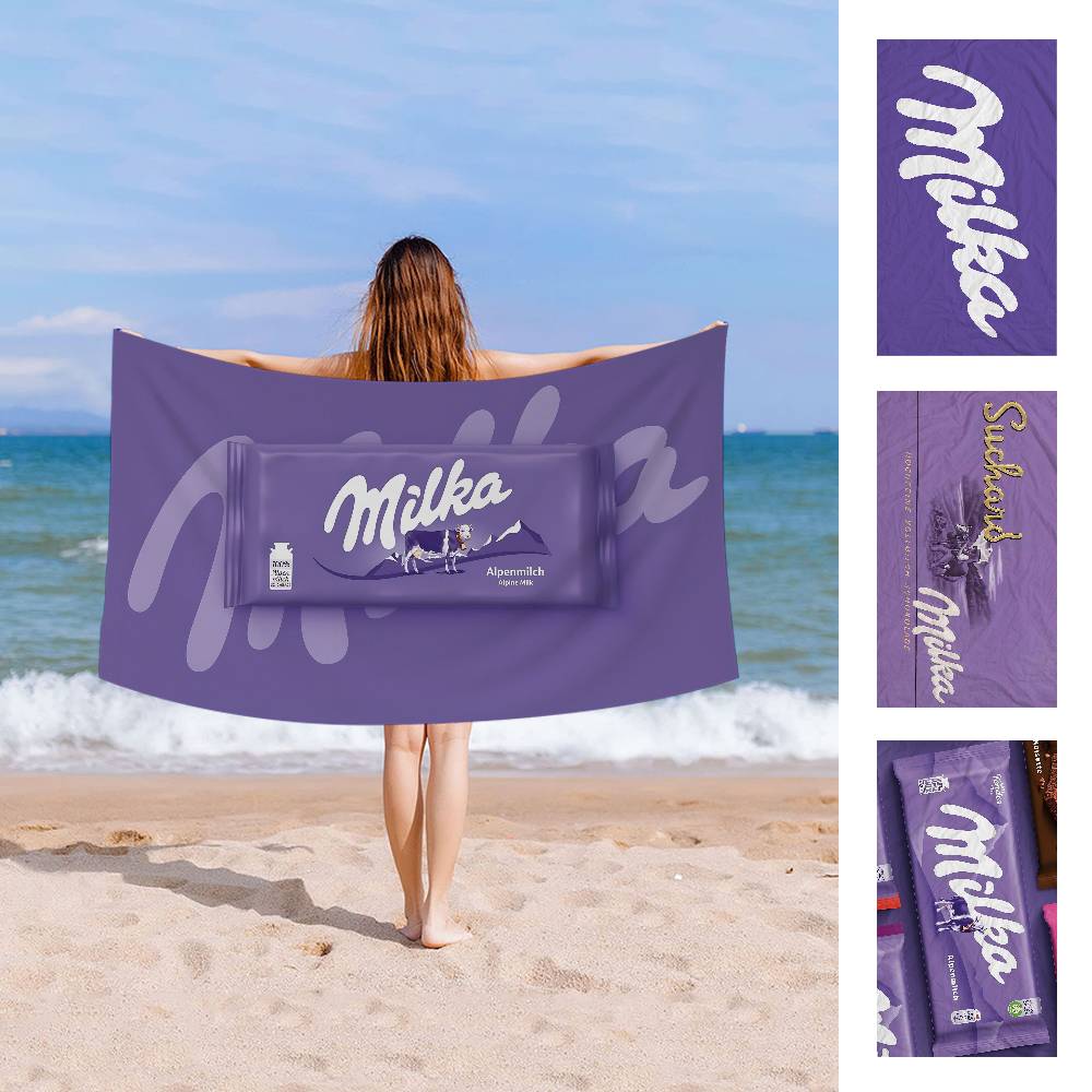 Классический Вкусный Логотип M-Milka Микрофибра Печатное Пляжное Полотенце Альпинизм Йога Пляжный Бег Впитывающее Мягкое Полотенце
