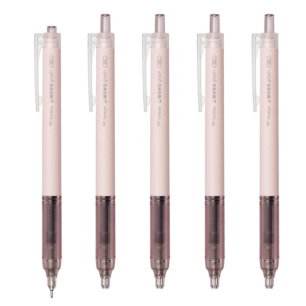 Ручка-гелевая Tombow Pencil Monograph Light, Розово-Черный Корпус, Черные Чернила, 5 шт. (BJ-MGLE81-5P)