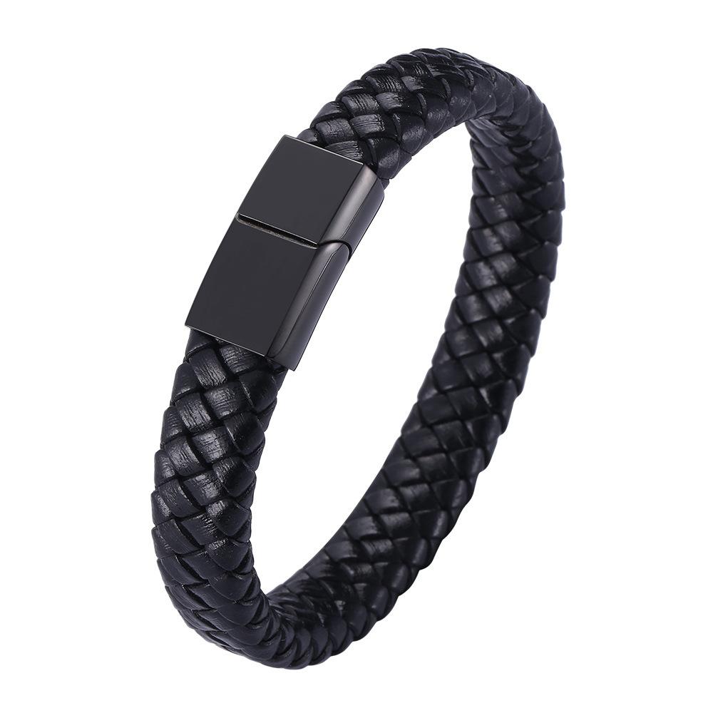 Vintage Leather Hand-woven Bracelet Men's Leather Alloy Leather Rope Bracelet Jewelry
