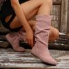 Fashion Women Boots 2024 New Winter Fashion Women Shoes Stretch Fabrics Side Zip Mid Calf Boots Fashion Comfortable Shoes for Women