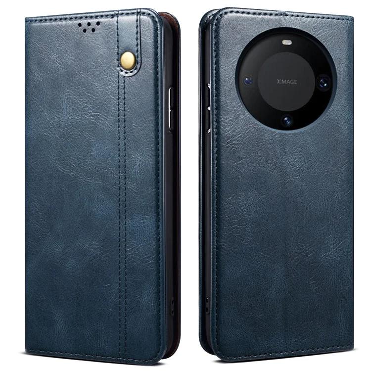 Для Huawei Mate 60 защитный чехол от царапин с восковой текстурой Crazy Horse из искусственной кожи с подставкой и чехлом-кошельком для телефона