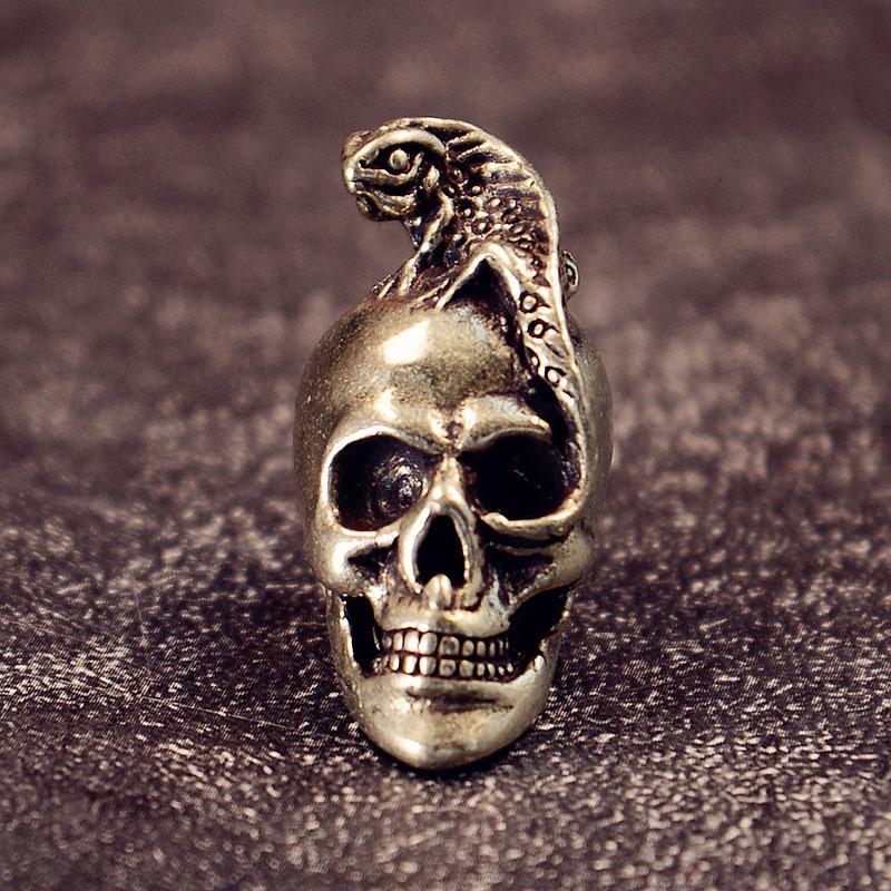 Бусины для ножа из латуни в виде черепа ящерицы EDC DIY Паракордовые плетеные браслеты Подвески-темляки Аксессуары Инструмент для улицы Подвески-безделушки