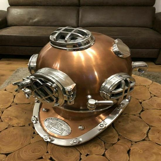 Старинный морской водолазный шлем ручной работы ~Scuba Deep Sea Scuba Boston DESGIN