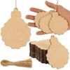 Inkdotpot 40 шт. Деревянное украшение с отверстиями 3,5 дюйма, необработанные предварительно просверленные кусочки натурального дерева для поделок, деревянные самодельные рождественские украшения, подвесные веревки