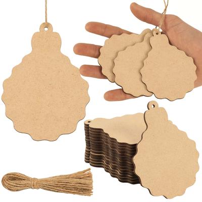 Inkdotpot 40 шт. Деревянное украшение с отверстиями 3,5 дюйма, необработанные предварительно просверленные кусочки натурального дерева для поделок, деревянные самодельные рождественские украшения, подвесные веревки