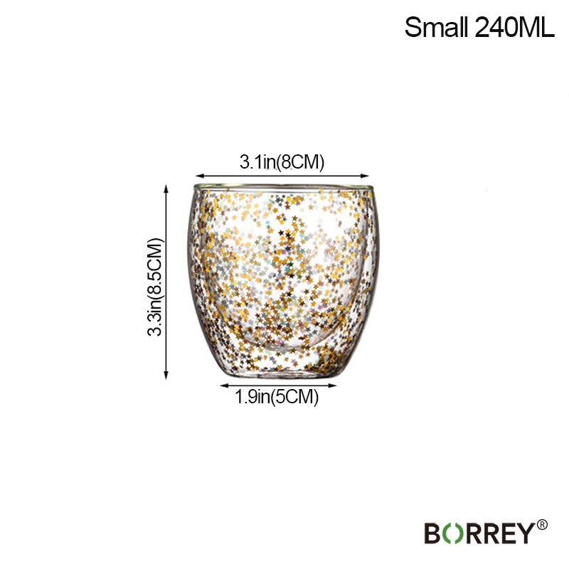 BORREY, яркая стеклянная чашка со звездным небом, чашка для холодных напитков, сока, молочного коктейля, студенческая чашка, прозрачная кружка для кофе с молоком, посуда для напитков, подарок