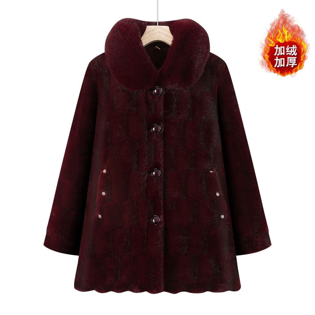 Wife winter cotton-padded coat with velvet to keep warm, new imitation fur coat, old thick coat