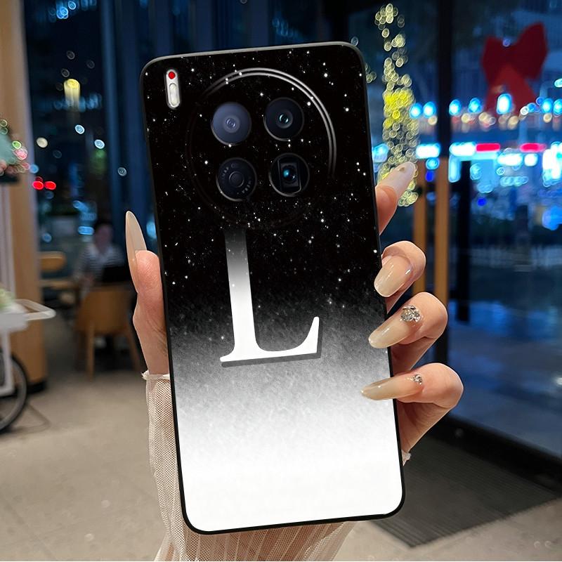 Чехол для Tecno Camon 40 Premier 5G Новый с буквой и цветком Сияющее звездное небо Мягкий силикон Черная задняя панель Защита от царапин
