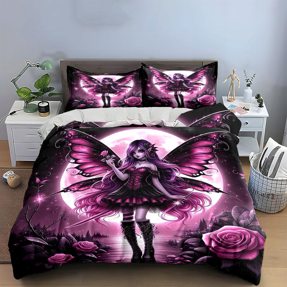Fantasy Fairy Artwork Set Bedding Set with 1 Duvet Cover 2 Pillowcases Single Double King Queen, Gift