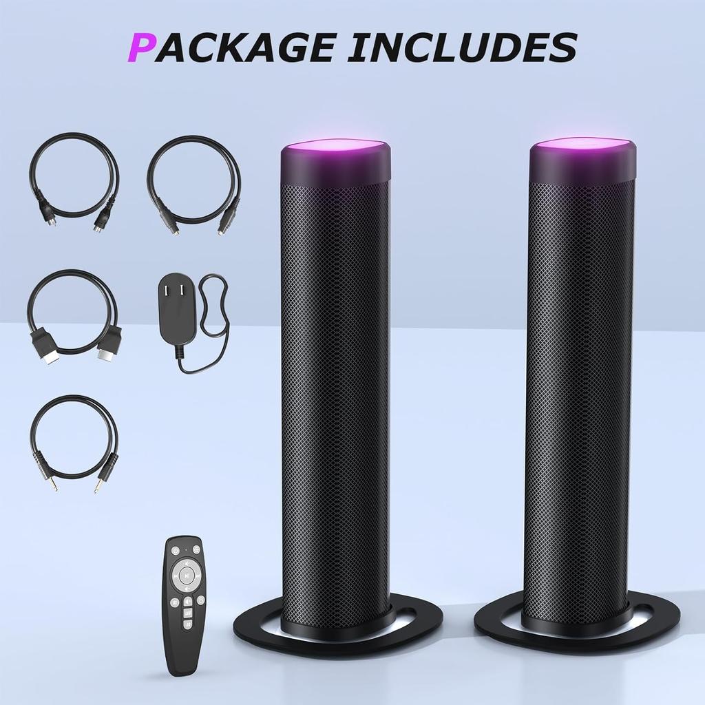 100W Sound Bar for Smart TV with 3 RGB Lights Modes, Bluetooth 5.3 ARC/Opt/AUX Connect Detachable 2-in-1 Speaker3 Equalizer Modes