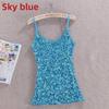 Polyester Sequin Tank Top For Women Spring Slim Fit Casual Blouse