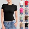Женские топы с круглым вырезом и короткими рукавами, облегающие футболки с двойной подкладкой, базовая футболка Cloud