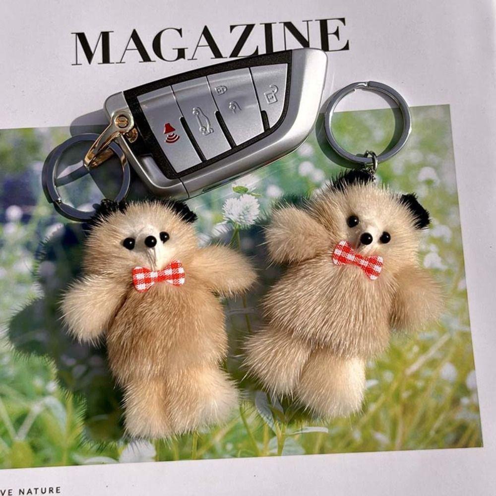 Cartoon Plush Bear Keychain Animal Bear Bowknot Bear Keyring Bear Keyring Jewelry Gifts