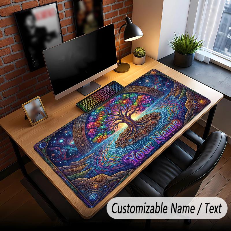 Tree of Life Theme Custom Mouse Pad Personalized With Name Text Customized Desk Mat For Office Home Decor