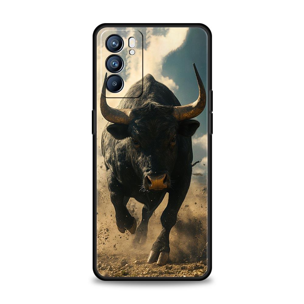 Чехол для телефона с изображением быка для Oppo Reno13 Reno12 Reno11 F Reno10 Pro A54 5G Find X5 A53 A52 A9 A17 A57 A78 4G A79 A80 A98