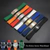 High Quality Black Green Red Blue White Colored Style Silicone Watchband Curved Interface for Rolex Datejust Submariner Strap