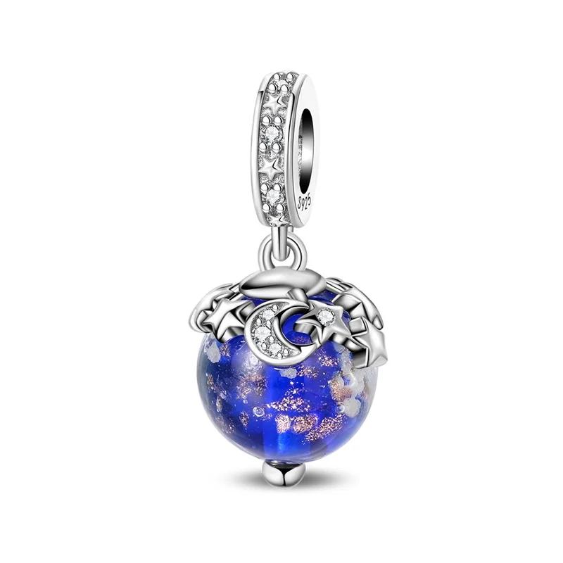 Оригинальные медные синие шармы Бабочка Цветок Сердце Рыба Серьги Бусины Для Ожерелья DIY Браслет Подарок Ювелирные Изделия