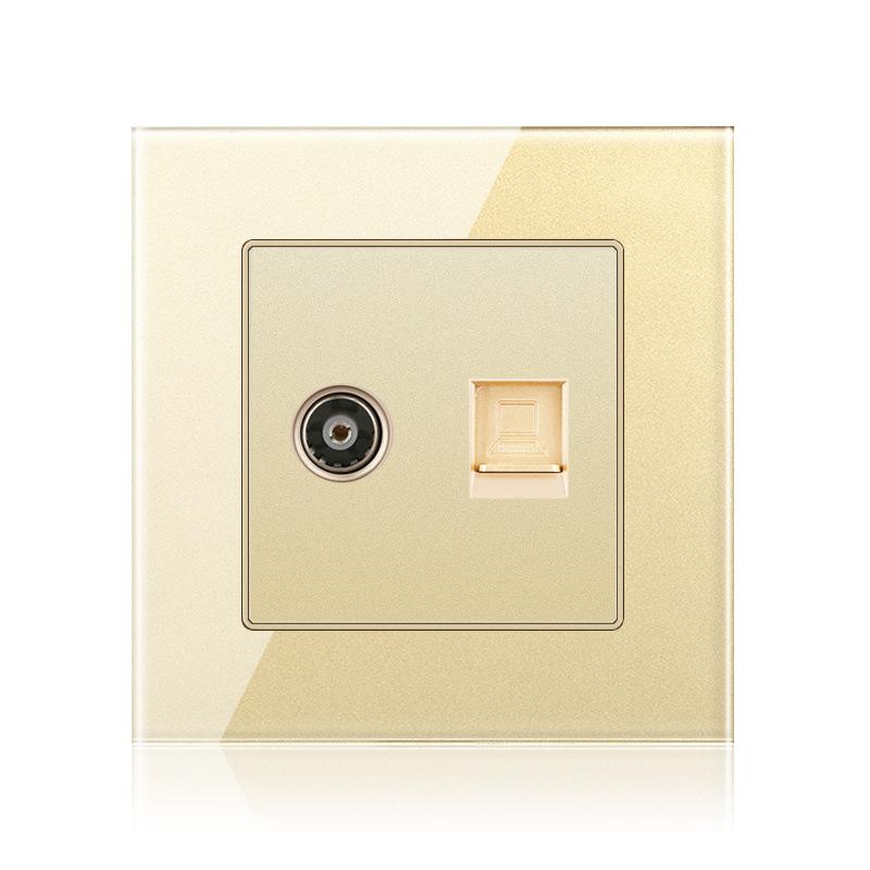 Cat6 Rj45 настенная розетка сетевая розетка с телевизором настенная двойная розетка для передачи данных телефонная панель из закаленного стекла настенная компьютерная сетевая розетка