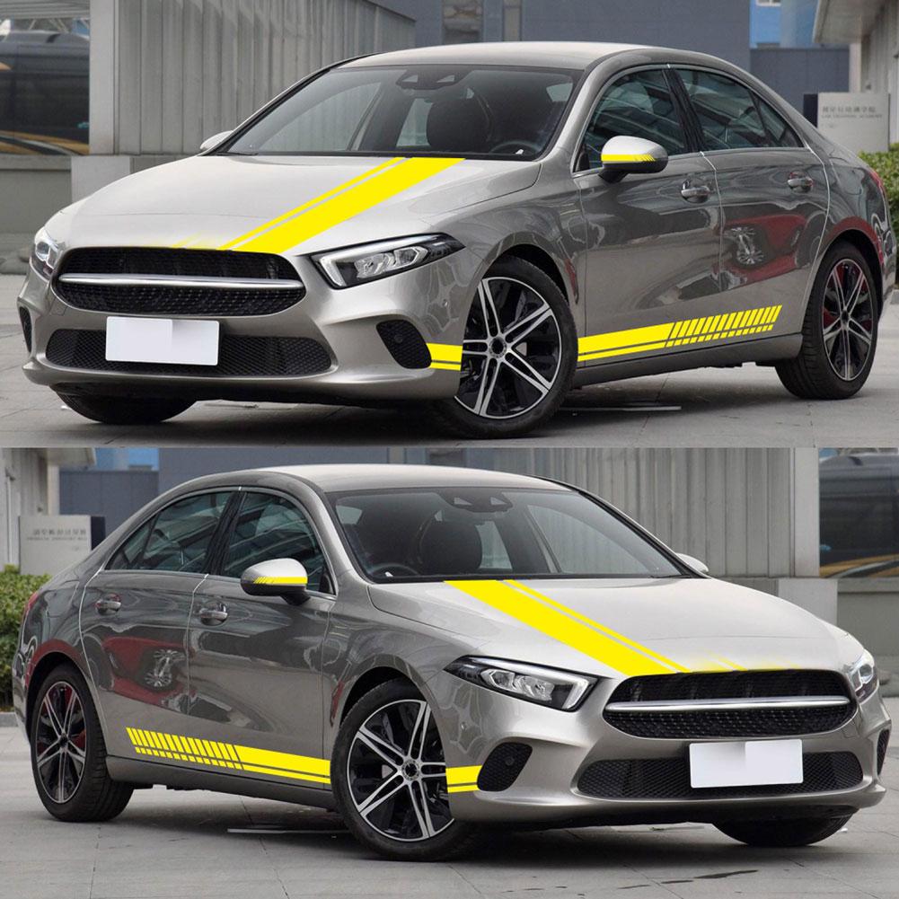 Car Sticker Sporty Racing Stripe Side Body Hood Rearview Mirror Decor Set Auto Stickers