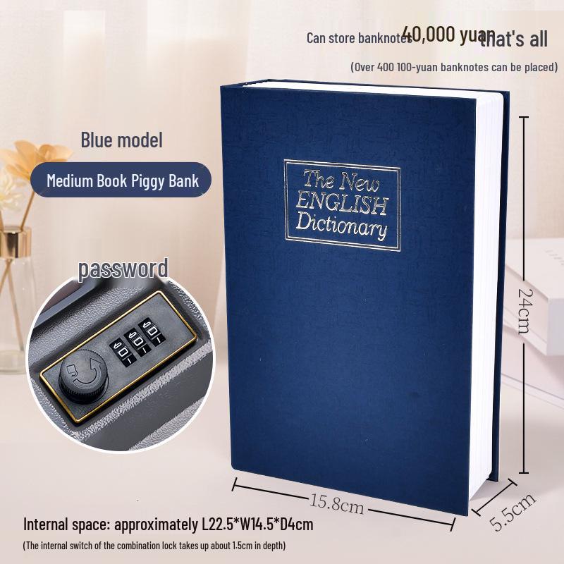 Three Kingdoms Lockable Metal Book Safe & Piggy Bank
