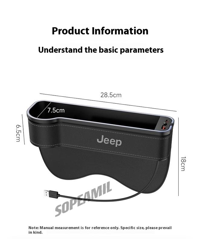 Jeep Grand Cherokee Wrangler Renegade Patriot Commander Compass Wagoneer Gladiator Car USB Colour Lamp Seat Gap Storage Case Box ALP1